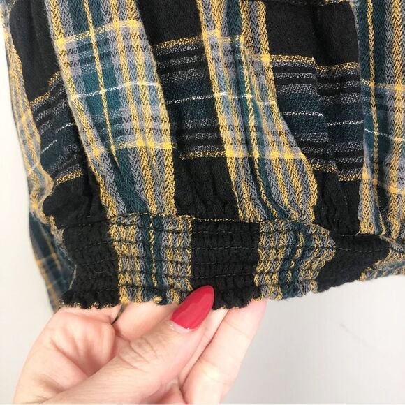 FREE PEOPLE | It’s The Good Life Cropped Plaid Flannel Top Women’s Size Small - Picture 8 of 14